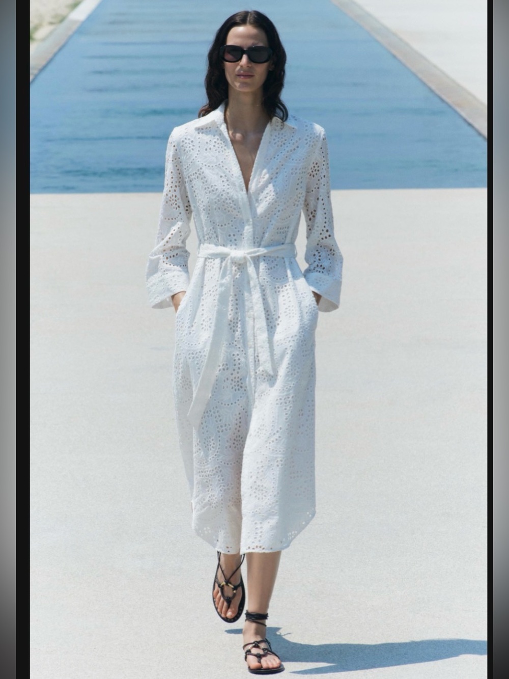 White Eyelet Shirt Dress with Belt NWT Size Medium From Zara